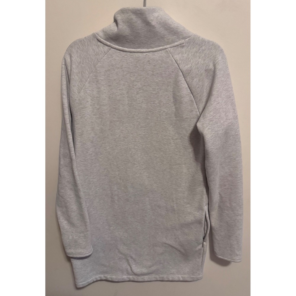 Athleta Cybele Asymmetric Zip Tunic Sweatshirt Heather Gray SmallP Thumbholes - Picture 2 of 7